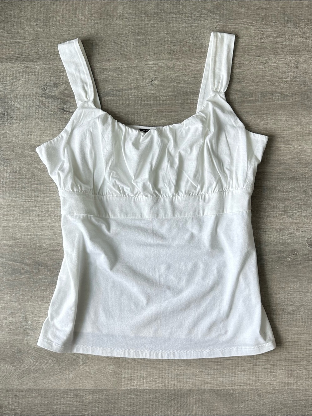 Ann Taylor White Tank Top with Ruched Bust